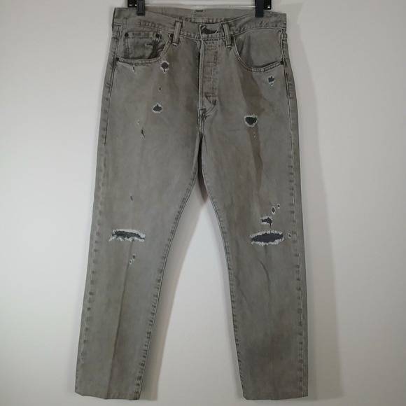 VTG Levis 501 CT Jeans Mens 31x32 Black Straight 80s‎ Distressed Gray JA019 - Picture 1 of 15